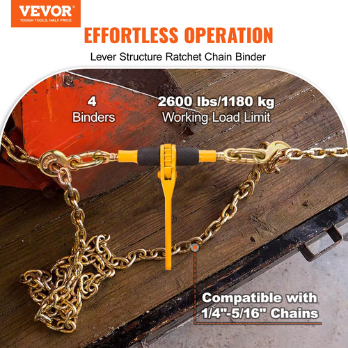 VEVOR Chain Binder Ratchet Load Binder 1/4&quot;-5/16&quot; 2600 lbs for Tie Down 4 Pack