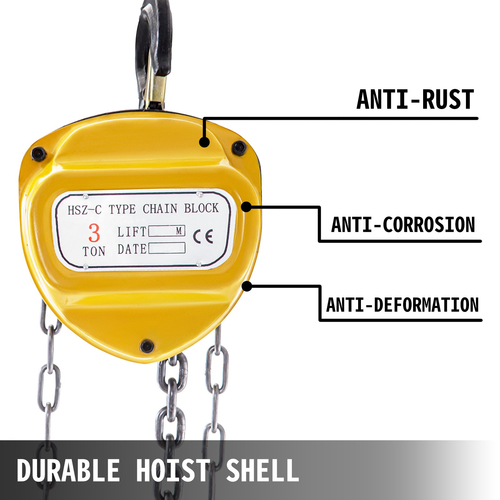 VEVOR Chain Hoist 6600lbs/3ton, Chain Block Hoist Manual Chain Hoist 10ft/3m, Block Chain Hand Chain Lifting Hoist, w/ Εξοπλισμός έλξης ανύψωσης βαρούλκου ανύψωσης τροχαλίας αλυσίδας με δύο άγκιστρα