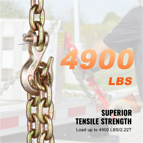 VEVOR Binder Chain G80 Tie Down Tow Chain with Two Hooks 5/16&quot; x 14,2&#039; 4900 lbs