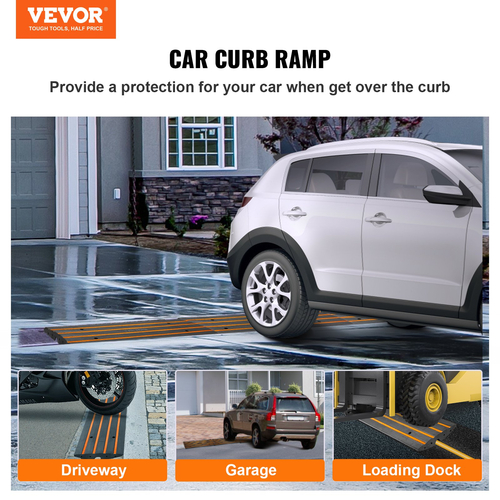 VEVOR Curb Ramp, 2,6&quot; Rase Rubber Driveway Ramps, Heavy Duty 33069 lbs ράμπα κατωφλίου χωρητικότητας, ράμπες γέφυρας πεζοδρομίου για φόρτωση στο πεζοδρόμιο αποβάθρας γκαράζ, επεκτάσιμο σετ πλήρους ράμπας