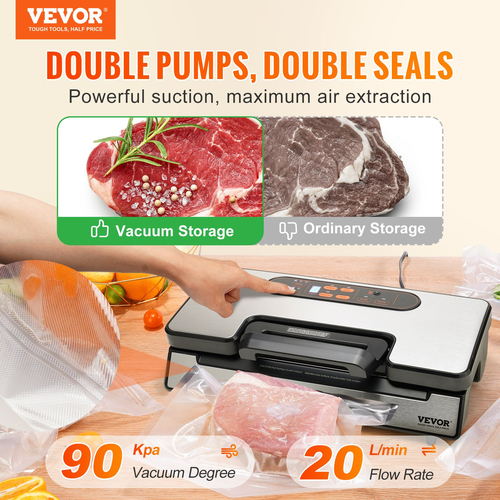 VEVOR Vacuum Sealer Machine Saver αποθήκευσης τροφίμων 90 Kpa με σακούλα σφραγίδας