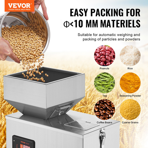 VEVOR Powder Filling Machine, 0,002-0,22lbs/1-100g, Automatic Intelligent Particle Weighting Filling Machine, Bottle Bag Powder Filler Particle Dispenser for Tea Seeds Grains Powder Flour Beans Glitter