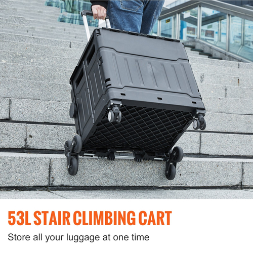 VEVOR Stair Climbing Cart 53L Αναδιπλούμενο καλάθι αγορών με καπάκι &amp; ρυθμιζόμενη λαβή