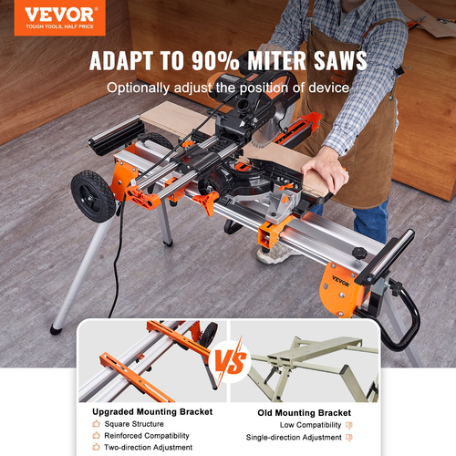 Βάση Miter Saw VEVOR 100in με μονοκόμματους βραχίονες στήριξης Συρόμενη ράγα 500lbs