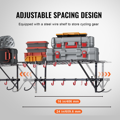 Βάση αποθήκευσης ποδηλάτου VEVOR Βάση τοίχου για γκαράζ και 2 ράφια για 4 ποδήλατα