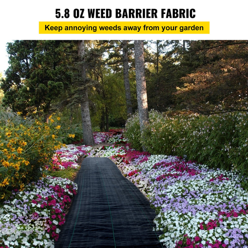 VEVOR Garden Weed Barrier Fabric, 5,8 OZ Heavy Duty Landscape Fabric, 4ft x 100ft Weed Block Control for Garden Ground Cover, Υφαντό Geotextile Fabric for Landscape, Gardening, Underlayment, Black