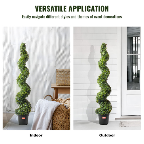 VEVOR 2 Pack 5&#039; Artificial Boxwood Topiary Tree Faux Plant UV Decor In/Outdoor