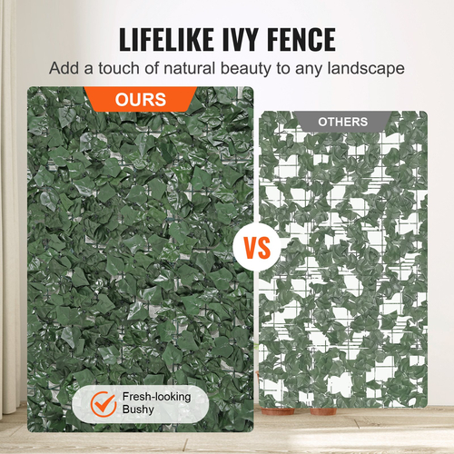 VEVOR Ivy Privacy Fence, 1 x 2,5 m Τεχνητή πράσινη οθόνη τοίχου, πράσινος φράχτης κισσός με ενισχυμένη άρθρωση, ψεύτικο φράχτη Διακόσμηση αμπελόφυλλων για εξωτερικό κήπο, αυλή, μπαλκόνι, διακόσμηση βεράντας