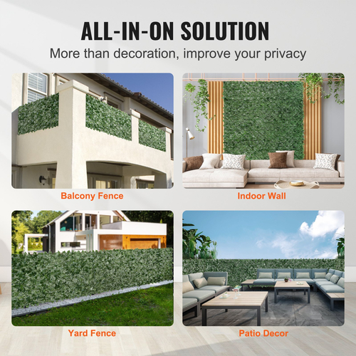 VEVOR Ivy Privacy Fence, Τεχνητή πράσινη οθόνη τοίχου 1,5 x 3m, Greenery Ivy Fence με διχτυωτό ύφασμα και ενισχυμένη άρθρωση, Faux Hedges Διακόσμηση αμπελόφυλλων για εξωτερικό κήπο, αυλή, μπαλκόνι