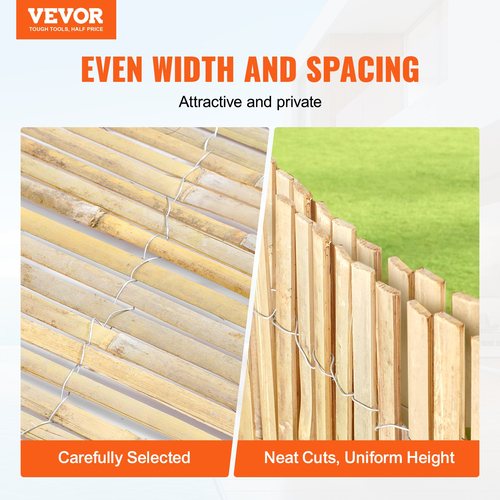 VEVOR Natural Bamboo Slat Screening Privacy Φράχτης Bamboo Slat 3 ft H x 19,6 ft L