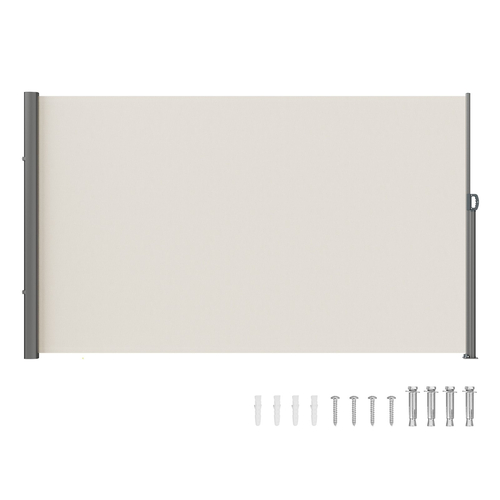 Πτυσσόμενη πλαϊνή τέντα VEVOR, 63&#039;&#039;x 118&#039;&#039; Outdoor Privacy Screen, 180g Polyester-proof retractable Patio Screen, UV 30+ Room Divider Windscreen για Αίθριο, Πίσω αυλή, Μπαλκόνι, Μπεζ