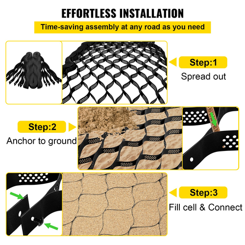 VEVOR Ground Grid, 1885 lbs ανά Sq Ft Load Geo Grid, 3&quot; Depth Permeable Stabilization System for DIY Patio, Walkway, Shed Base, Light Vehicle Drive Drive, Parking, Grass and Have