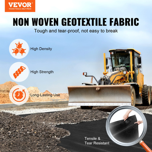 VEVOR Non Woven Geotextile Fabric Under Gravel, 4x100FT 8OZ Driveway Fabric Landscape Fabric, Heavy Duty Weed Barrier Fabric, Ground Cover Weed Control Fabric, French Drains Drainage Fabric, μαύρο