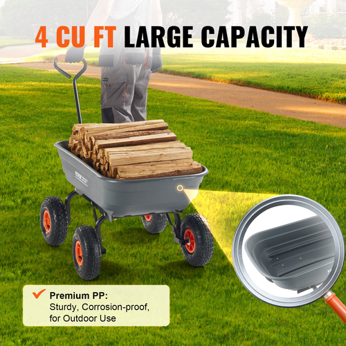 VEVOR Poly Garden Dump Cart Βαρέως τύπου καρότσια και βαγόνια 4 cu.ft 600 lbs