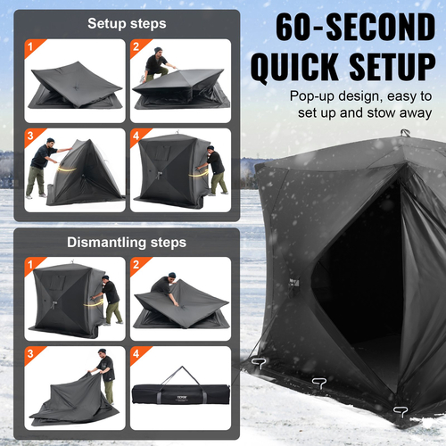 VEVOR 3-4 Άτομα Ourdoor Portable Ice Shelter Pop-Up Ice Fishing Shanty Tent