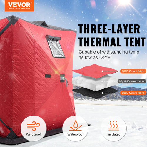 VEVOR 3-4 Άτομα Ourdoor Portable Ice Shelter Pop-Up Ice Fishing Shanty Tent