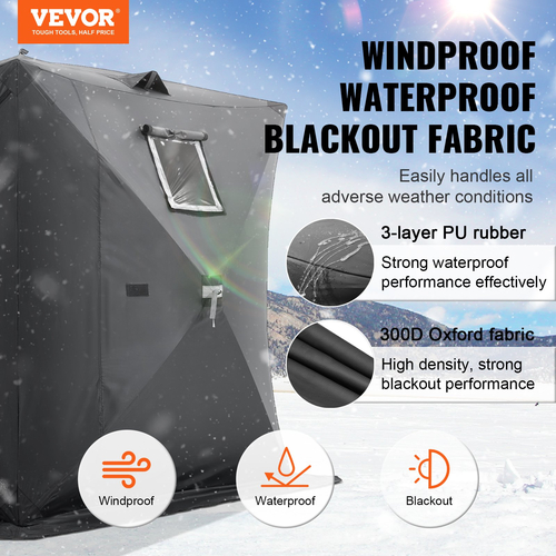 VEVOR 3-4 Άτομα Ourdoor Portable Ice Shelter Pop-Up Ice Fishing Shanty Tent