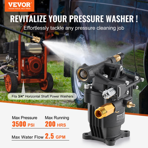 Αντλία VEVOR Pressure Washer 3/4&quot; Shaft Horizontal 3500 PSI 2.5GPM με 5 ακροφύσια