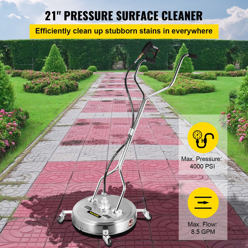 VEVOR Surface Cleaner 21 Inch Pressure Flat Surface Cleaning 4000 PSI Max Working Pressure Flat Surface Cleaner Από ανοξείδωτο ατσάλι Καθαριστικό περιστρεφόμενων επιφανειών με ρόδες Power Washer Scrubber δαπέδου