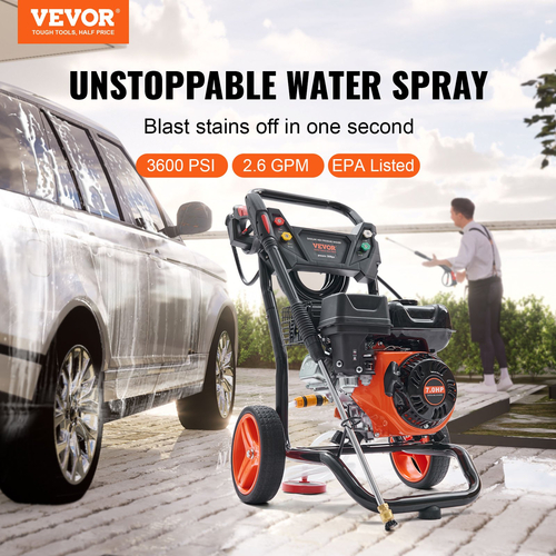 Πλυντήριο πίεσης αερίου VEVOR, 3600 PSI 2,6 GPM, Πλυστικό με πίεση αερίου με αντλία χαλκού, πιστόλι ψεκασμού και ράβδο προέκτασης, 5 ακροφύσια γρήγορης σύνδεσης, για καθαρισμό αυτοκινήτων, σπιτιών, δρόμων, αίθριων