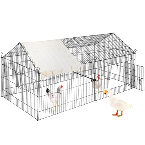 VEVOR Chicken Coop, 87&quot; x 41,7&quot; x 41&quot;, Rabbit Run Enclosure Stand με αδιάβροχο και αντιηλιακό κάλυμμα για εξωτερικούς χώρους, εσωτερικούς χώρους, αυλή και φάρμα, μεταλλικό κλουβί για παρκοκρέβατο κατοικίδιων για μικρά ζώα, πάπια, κότα