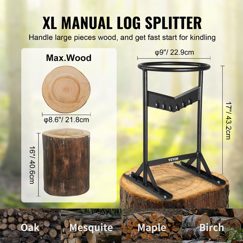 Splitter VEVOR Wood Splitter, XL Log Splitter for 8,6&quot; Dia. Ξύλο, φορητός κόφτης καυσόξυλων σε σχήμα &quot;V&quot; ασφαλής στα δάχτυλα, Χειροκίνητος κατασκευαστής κορμών σφηνών από συμπαγές χάλυβα, με προστατευτική τσάντα για κάμπινγκ στο σπίτι