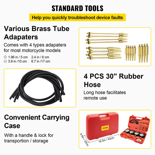 VEVOR Fuel Vacuum Carburetor Synchronize Tool Kit Fuel vacuum Carburetor Synchronizer carb sync Gauge σετ με ελαστικό σωλήνα