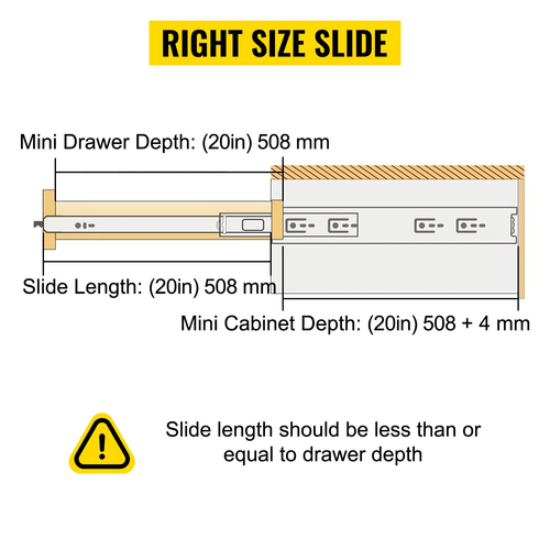 Συρταριέρα Heavy Duty Slides 500lbs Ρουλεμάν 20&quot; Πλήρης επέκταση με κλειδαριά 1 ζεύγος