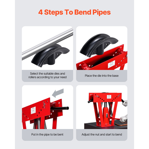 VEVOR Hydraulic Pipe Bender, 16 Ton Manual Pipe Bending Tool with 8 Die