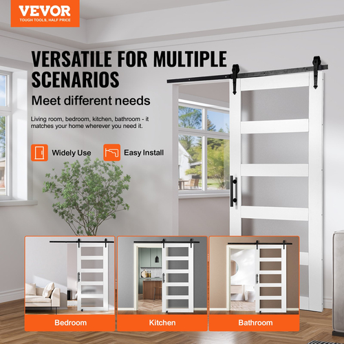 VEVOR Κιτ αχυρώνας 42&quot; x 84&quot; Συρόμενη πόρτα αχυρώνα από ξύλο και γυαλί