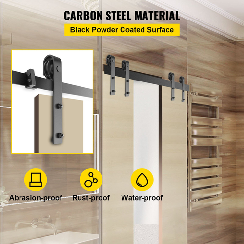 VEVOR Barn Door Hardware Kit Barn Door Kit 13 FT Carbon Steel για διπλές πόρτες