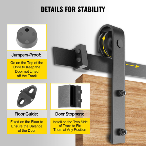 Vevor Barn Door Hardware Kit Barn Door Kit 16 Ft Carbon Steel για διπλές πόρτες