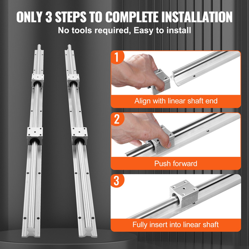 VEVOR Linear Guide Rail Set, SBR20 1200mm, 2 PCS 47,2 in/1200 mm SBR20 Guide Rails και 4 PCS SBR20UU Slide Blocks, Linear Rails and Bearings for Automated Machines DIY Project CNC Router Machines