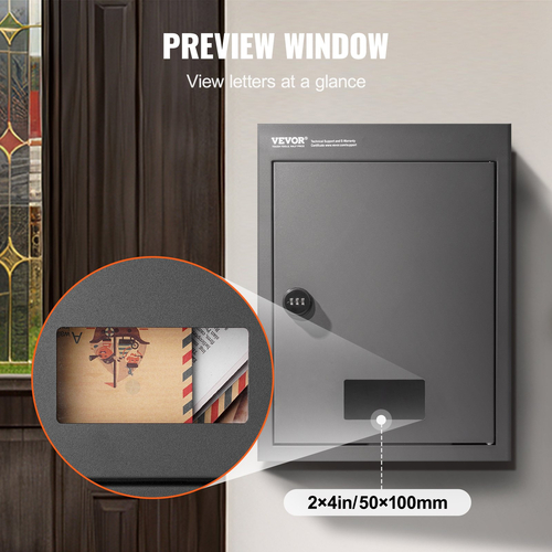 VEVOR Through The Wall Drop Box 12,5x6,3x16,9&quot; Γραμματοκιβώτιο με Κλείδωμα Κωδικού Μαύρο