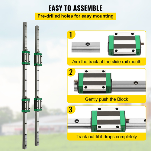 VEVOR 2PCS Linear Rail 0,78-66 ιντσών, Γραμμικά ρουλεμάν και ράγες με 4 τμχ HSR20 Bearing Block, Linear Motion Rails plus for DIY CNC Routers Lathes Mills, Linear Slide Kit ταιριάζει στον άξονα XYZ