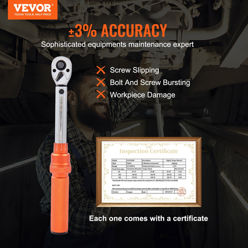 VEVOR Ροπόκλειδο, 1/4-ιντσών Drive Click Torque Wrench 20-200in.lb/3-23n.m, Ρυθμιζόμενο σετ δυναμόκλειδο διπλής κατεύθυνσης, Μηχανικό κιτ ροπόκλειδο ζυγαριών διπλού εύρους με ράβδο επέκτασης προσαρμογέων