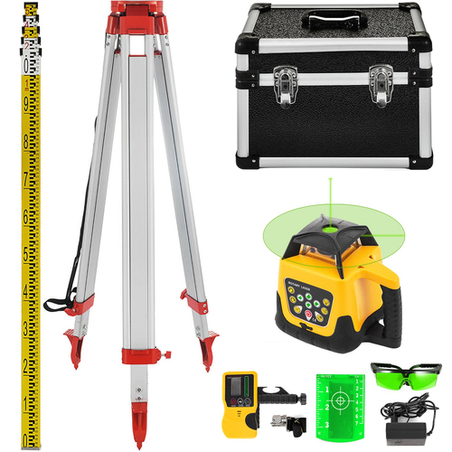 Vevor Rotary Green Laser Kit 500m+1,65m Αλουμινένιο τρίποδο+5m Laser Level Staff