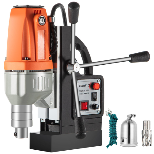 VEVOR Magnetic Drill 220V-240V Magnetic Drilling Machine 980W, Metal Drill Press High Power 680 rpm, Multi-function Metal Drill Press 35MM Core Drilling Machine for Drilling and Tapping