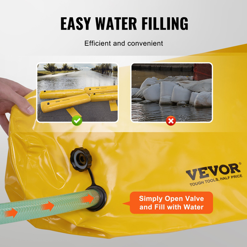 VEVOR Flood Barriers, Sandbag Alternative Flood Bag 4 Pack, Flood Barrier για το σπίτι, Water Barriers για πλημμύρες, Doorway, Driveway (4FTx6in)