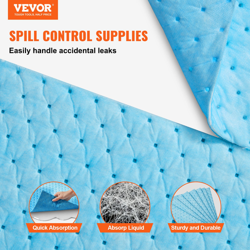 VEVOR Spill Absorbent Pads, Water Absorbing Mat Pad in Dispenser Box, 6 Gal Capacity, 15&quot; L x19&quot; W Πολυπροπυλένιο Absorbent Pad for Water, 30 τμχ ανά κουτί