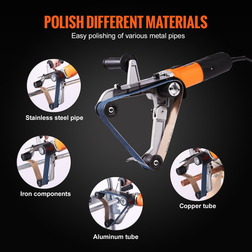 VEVOR Pipe Tube Polisher Sander 1300W 6 Variable Speed ​​with 50PCS Sing Belts