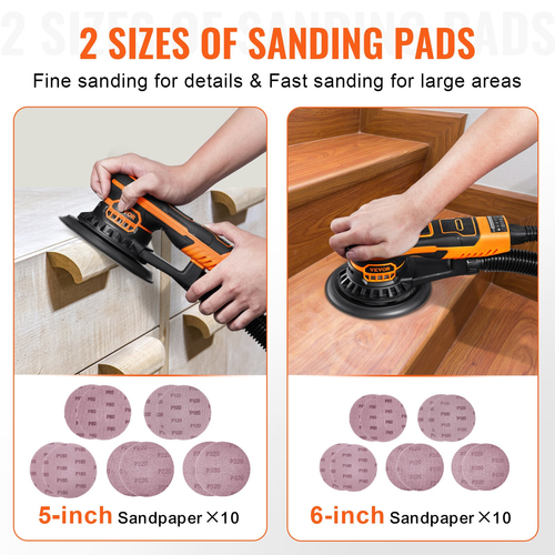 VEVOR Random Orbital Sander 5 &amp; 6-inch Brushless Orbital Sander Sander 10000 PRM