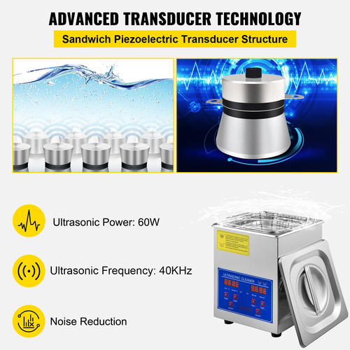 VEVOR 2L Ultrasonic Cleaner από ανοξείδωτο χάλυβα Ultrasonic Cleaner Ψηφιακός θερμαντήρας Timer Καθαρισμός κοσμημάτων για επαγγελματική και προσωπική οικιακή χρήση (2L)