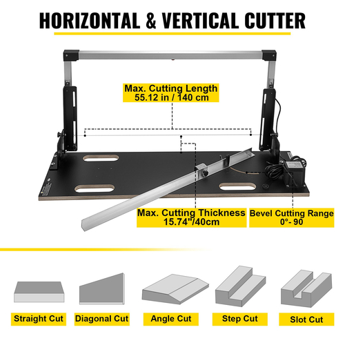 VEVOR Επιτραπέζιο μηχάνημα κοπής φελιζόλ 42 cm Μέγ. Πάχος κοπής Αφρώδες κόφτη 152 cm Μέγ. Μήκος κοπής Hot Wire Foam Cutter 0-90° Styrofoam Cutter με έξι καλώδια θέρμανσης για αφρούς κοπής Pearl Cotton