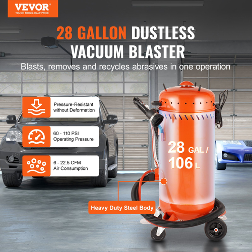 VEVOR 28 Gal Vacuum Sand Blaster Dustless Sandblaster με σύστημα κενού 1200W