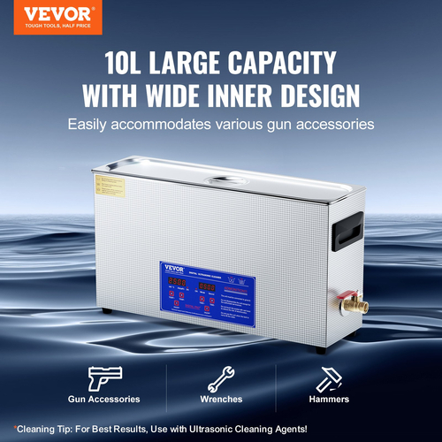 VEVOR 10L Ultrasonic Gun Cleaner 300W Ultra Sonic Cleaner Timer Heater καλάθι