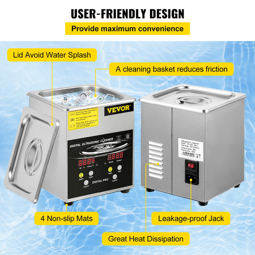 VEVOR 2L Ultrasonic Cleaner Cleaner Machine για κοσμήματα από ανοξείδωτο χάλυβα