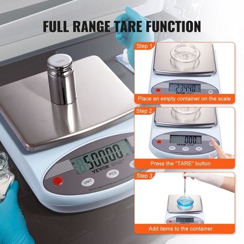 VEVOR Analytical Balance Lab Scale 3000g x 0,01g 13 Units Conversion Electronic