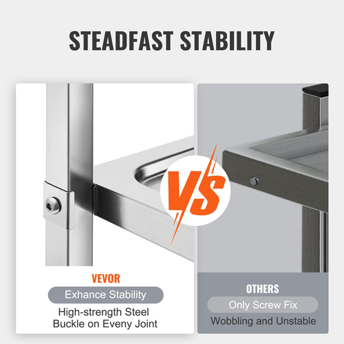 VEVOR Stainless Steel Cart, 3 Layers Lab Utility Cart 400 lbs Weight Capacity, Medical Cart with Universal Wheels που κλειδώνουν, για εργαστήριο, κλινική, κουζίνα, σαλόνι