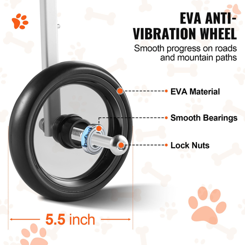 Αναπηρικό αμαξίδιο VEVOR 2 Wheels Pet για Πίσω Πόδια Σκύλος Αναπηρικό καροτσάκι/Ρυθμιζόμενο καρότσι (XS)